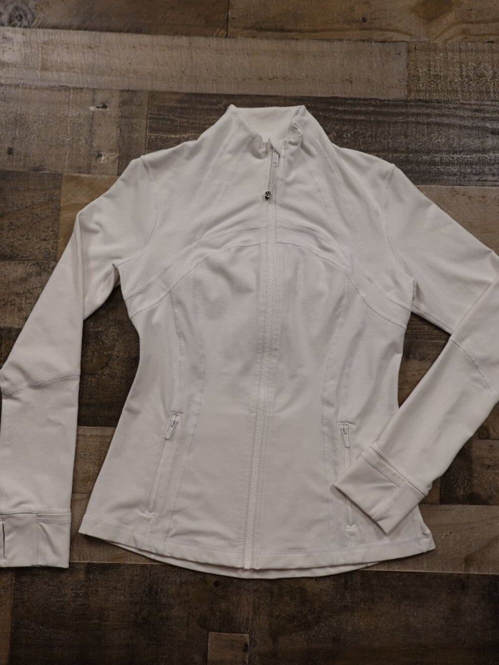 Lululemon Define Jacket Women's 10 White Full Zip Thumbholes Activewear
